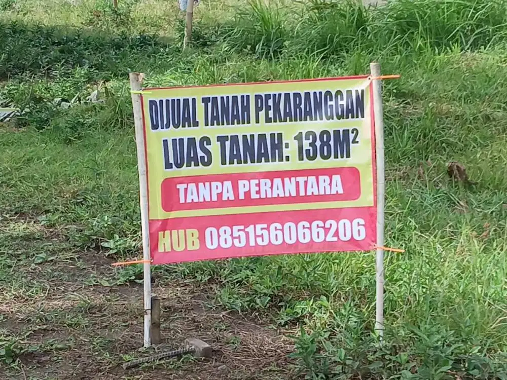 Tanah Pekarangan SHM Tanpa Perantara Luas 138