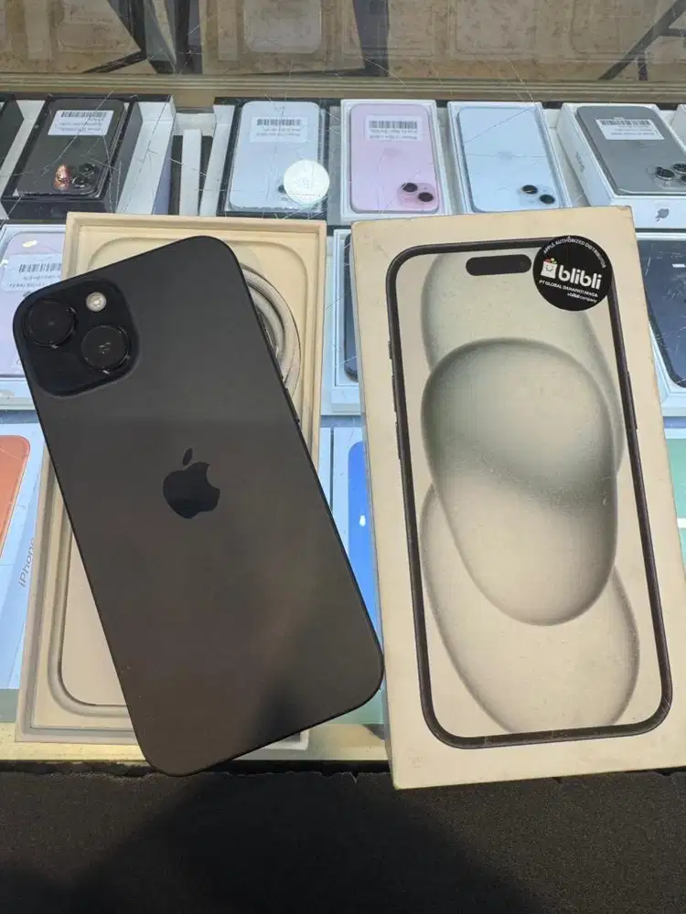 iPhone 15 128GB Black Ex iBox BH 93% Lengkap