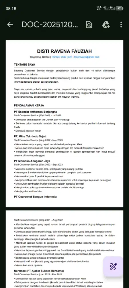 Mencari pekerjaan admin