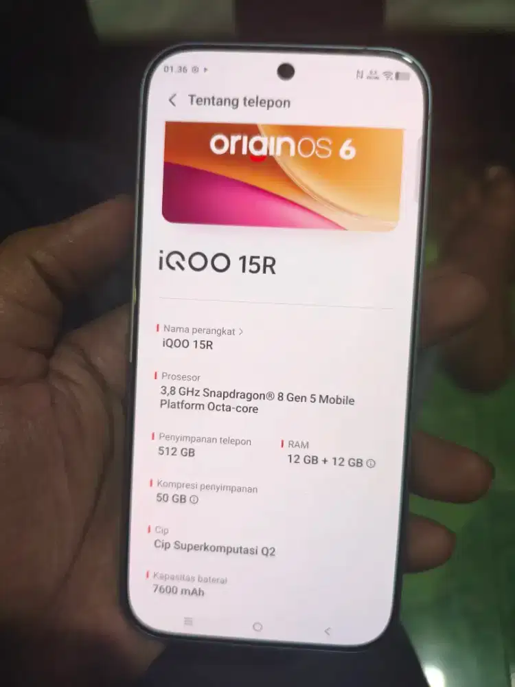 Iqoo 15r Ram 12 / 512gb, Like new, pemakaian singkat