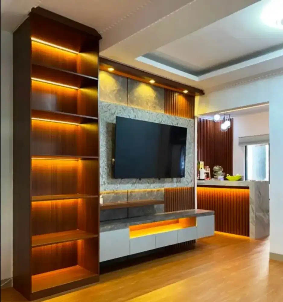 interior desain kitchen set kamar set wardrobe lemari backdrop tv