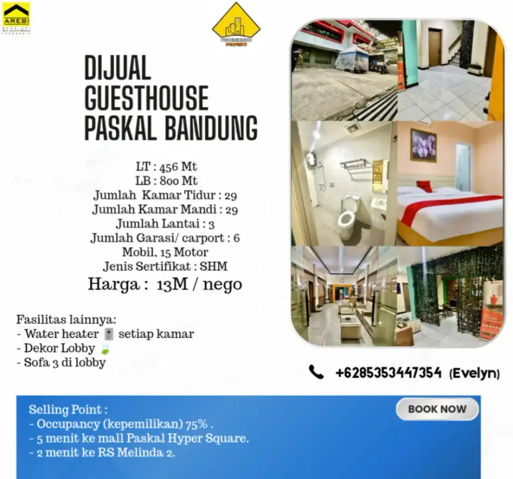 Dijual GUESTHOUSE Paskal Bandung
