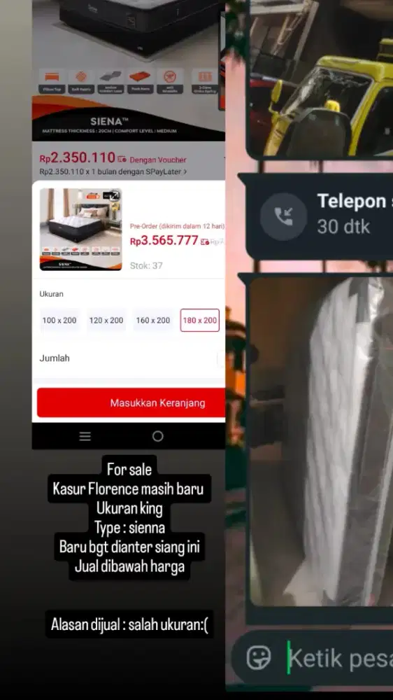 DIJUAL KASUR FLORENCE SIENA BARU DATANG SIANG TADI