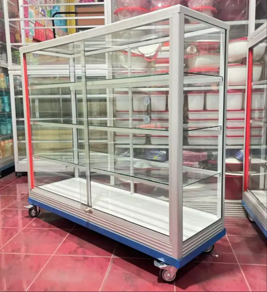 ETALASE BARU PANJANG 1,2MX1M || PAKAI RODA & KUNCI