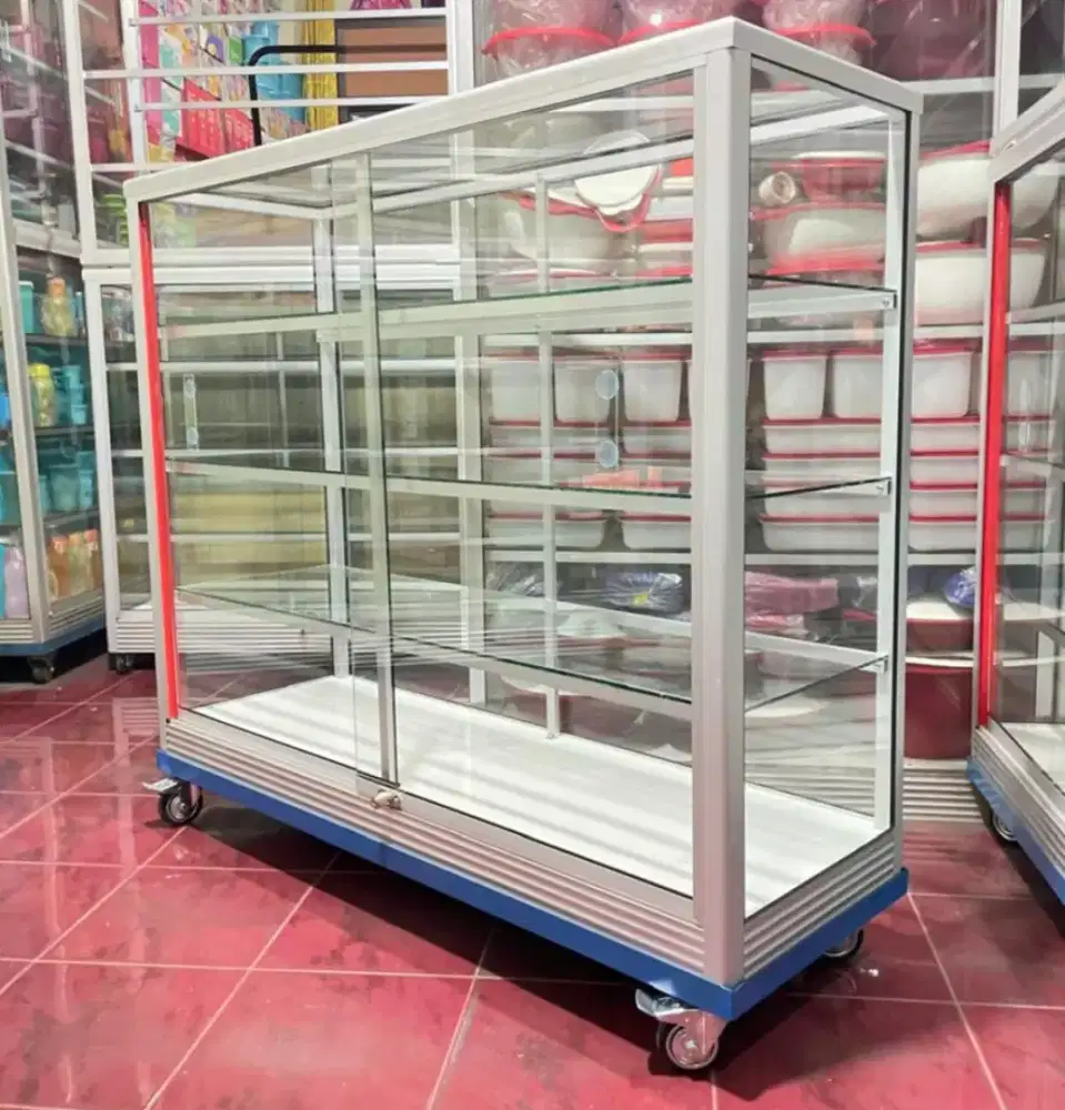 ETALASE PANJANG 1,2M SERBAGUNA || PAKAI RODA & KUNCI