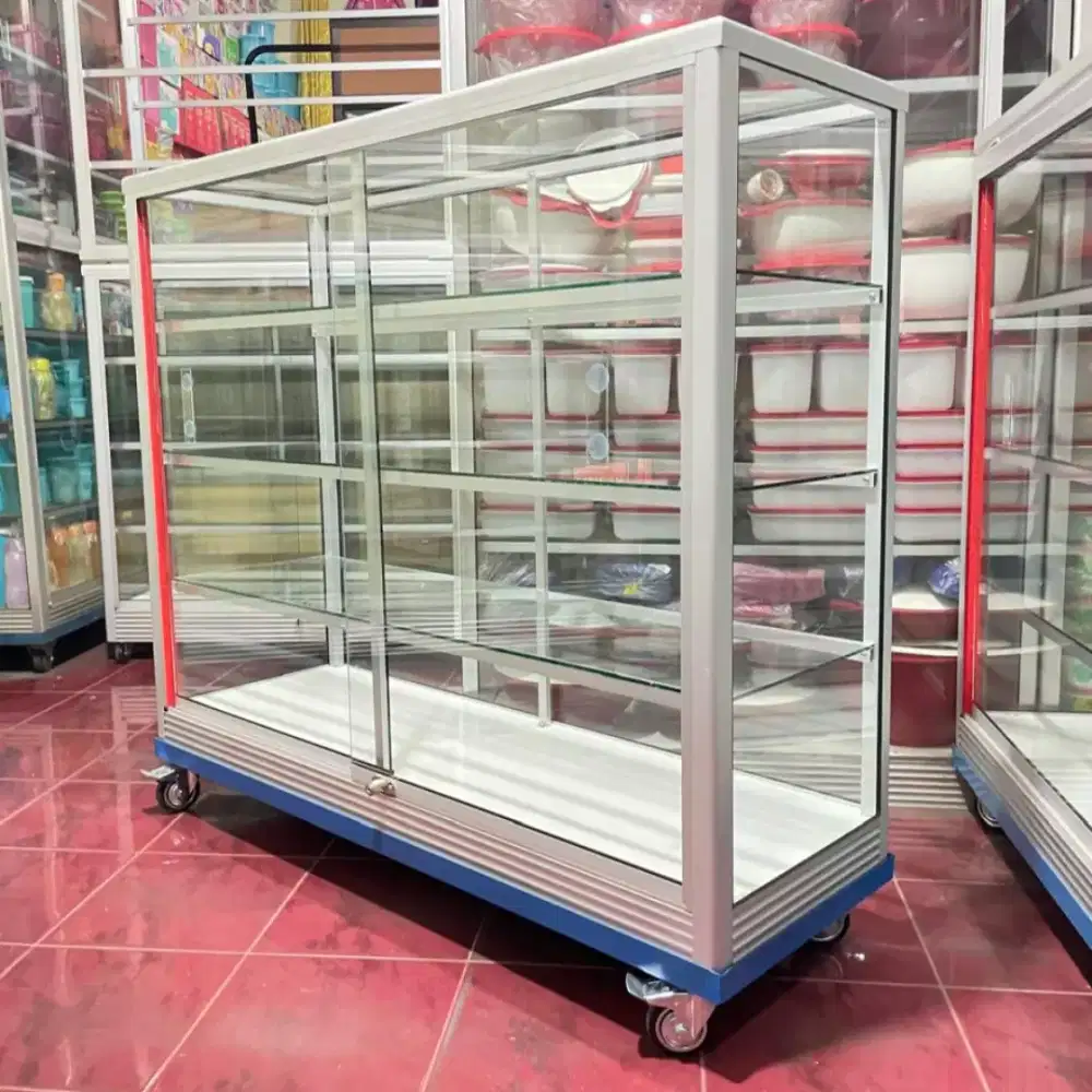 ETALASE PANJANG 1,2M SERBAGUNA || PAKAI RODA & KUNCI