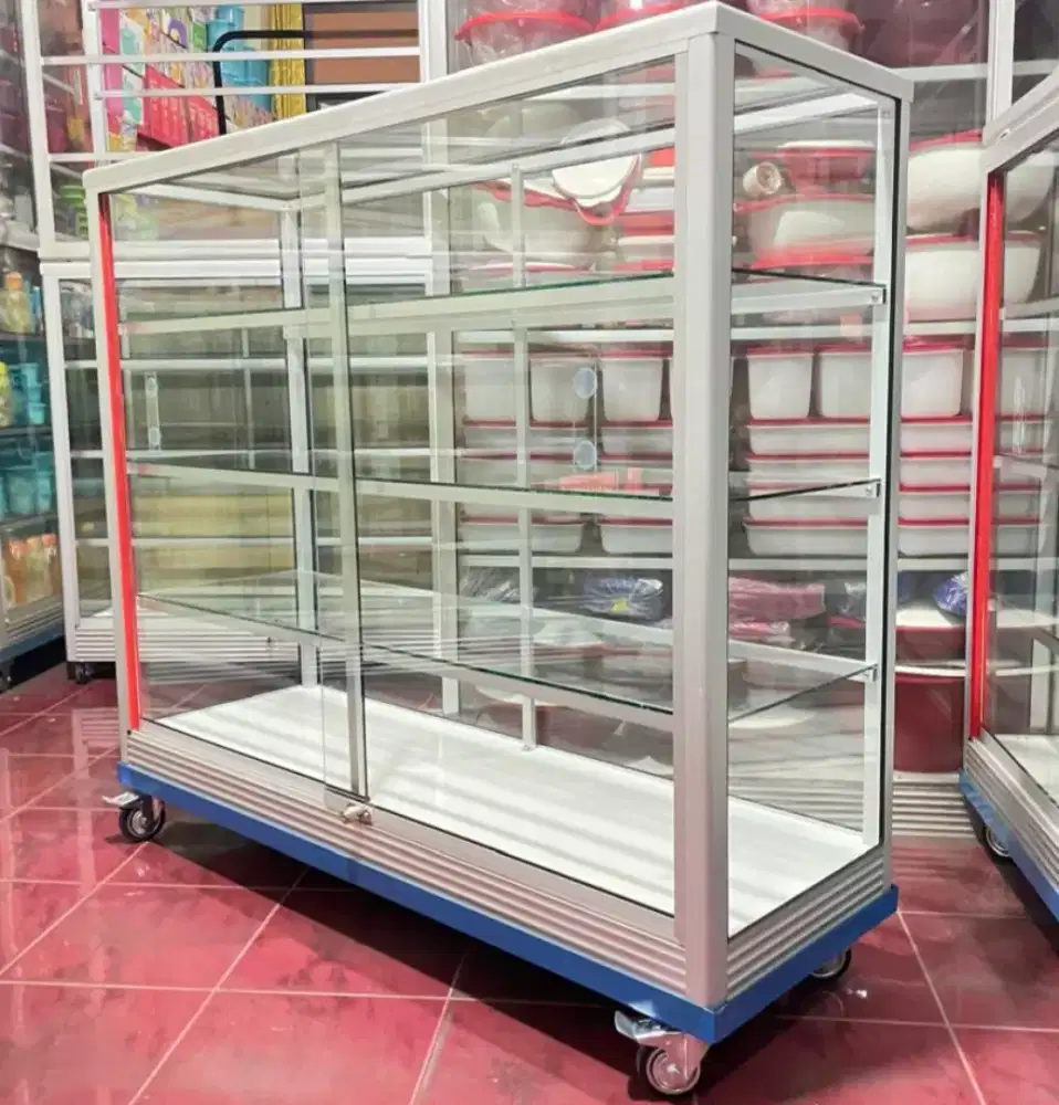 ETALASE 1,2MX1M HARGA TERJANGKAU || PAKE RODA & KUNCI