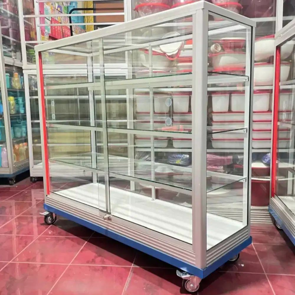 ETALASE 1,2Mx1M PERLENGKAPAN USAHA || PAKAI RODA & KUNCI