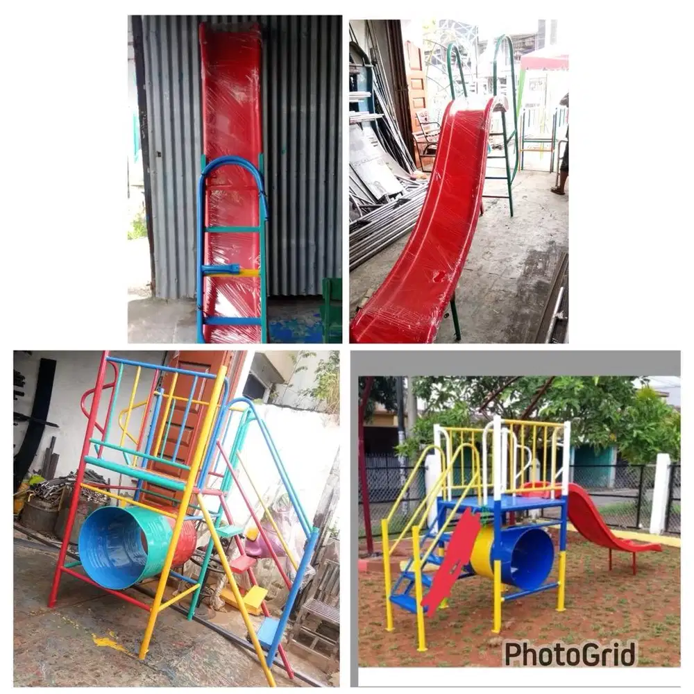Perosotan, ayunan, jungkat jungkit, playground, bola dunia, mainan Tk