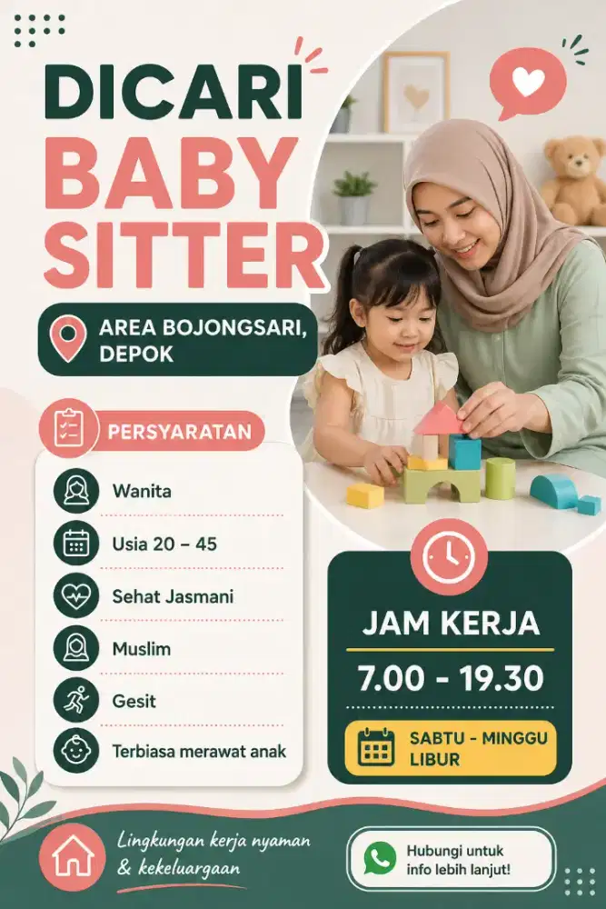 DICARI BABY SITTER BOJONGSARI, DEPOK