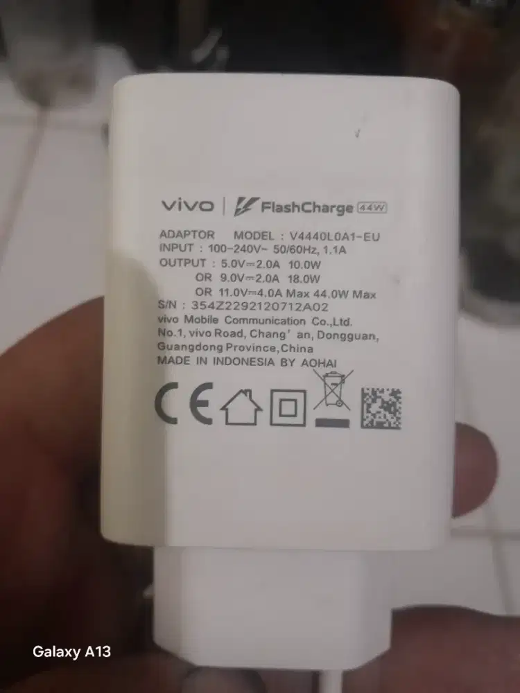 Kepala chsrger vivo 44watt original fast charging
