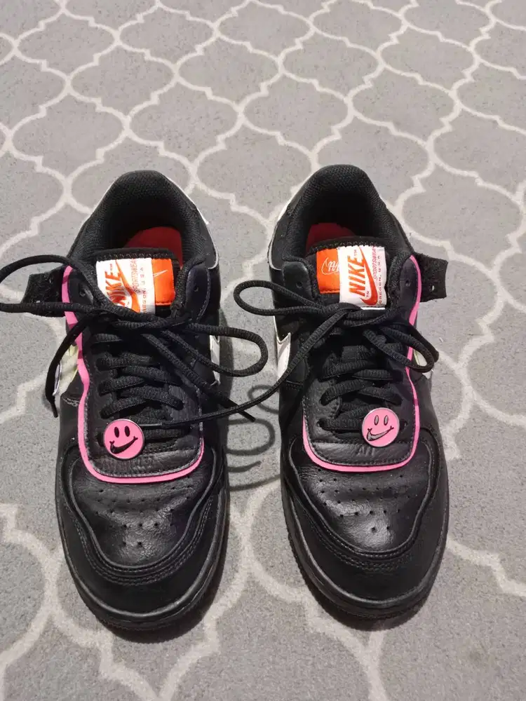 Sepatu Nike Air Force 1 Shadow Black Pink Patches