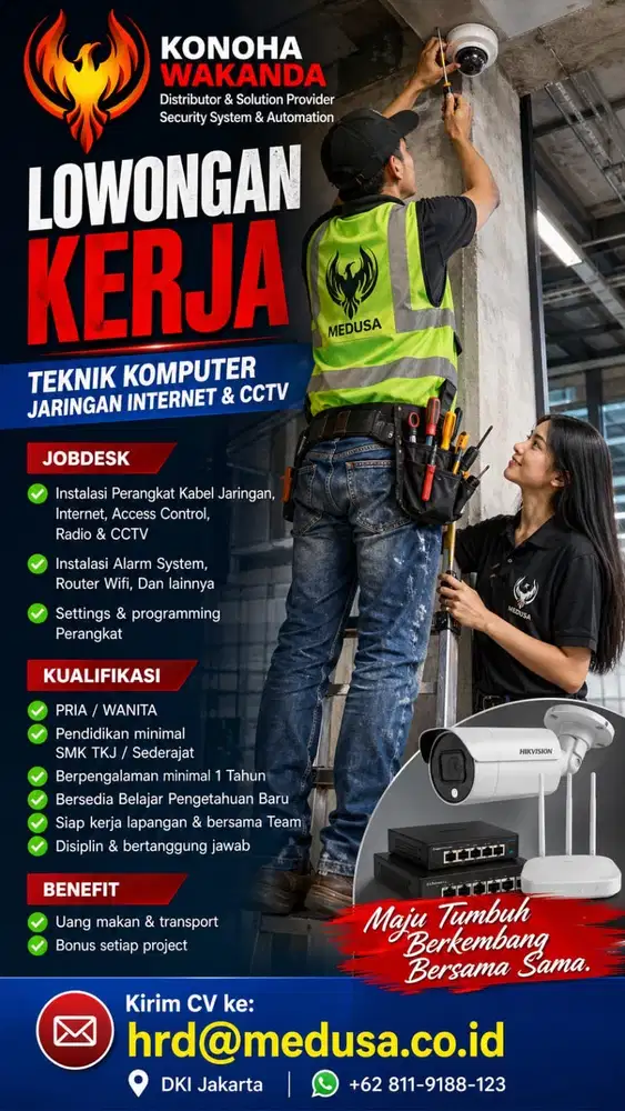 Lowongan Teknisi TKJ & CCTV