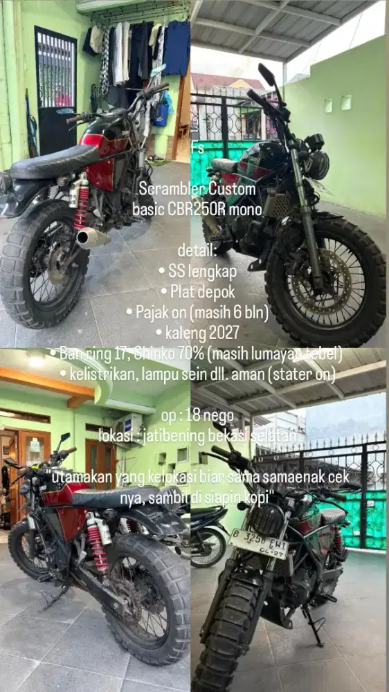 scrambler custom, basic CBR250R mono