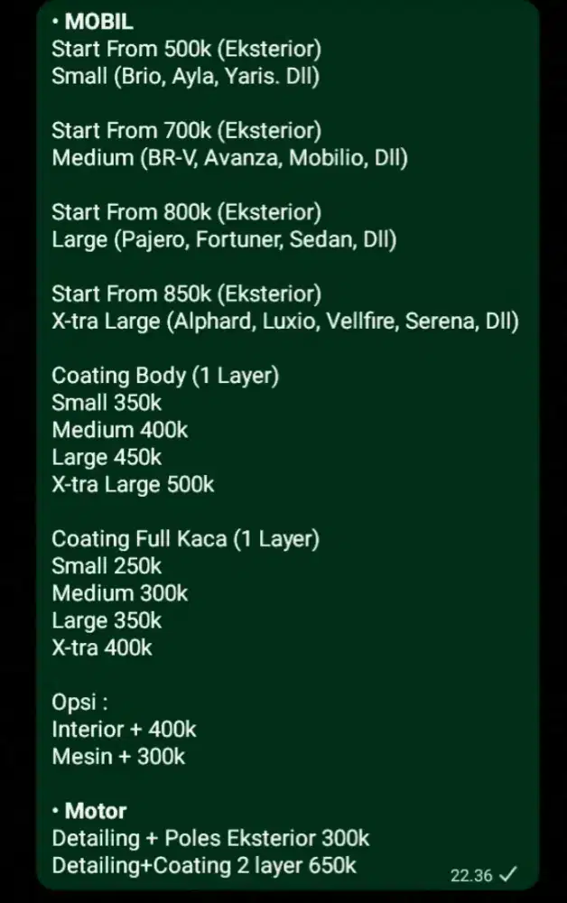 Salon Mobil ( Poles, Coating )