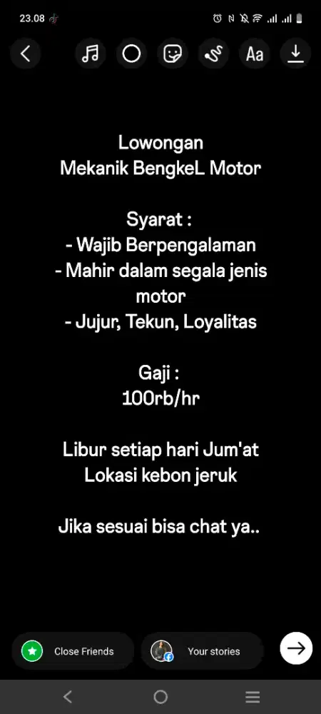 Lowongan Mekanik BengkeL