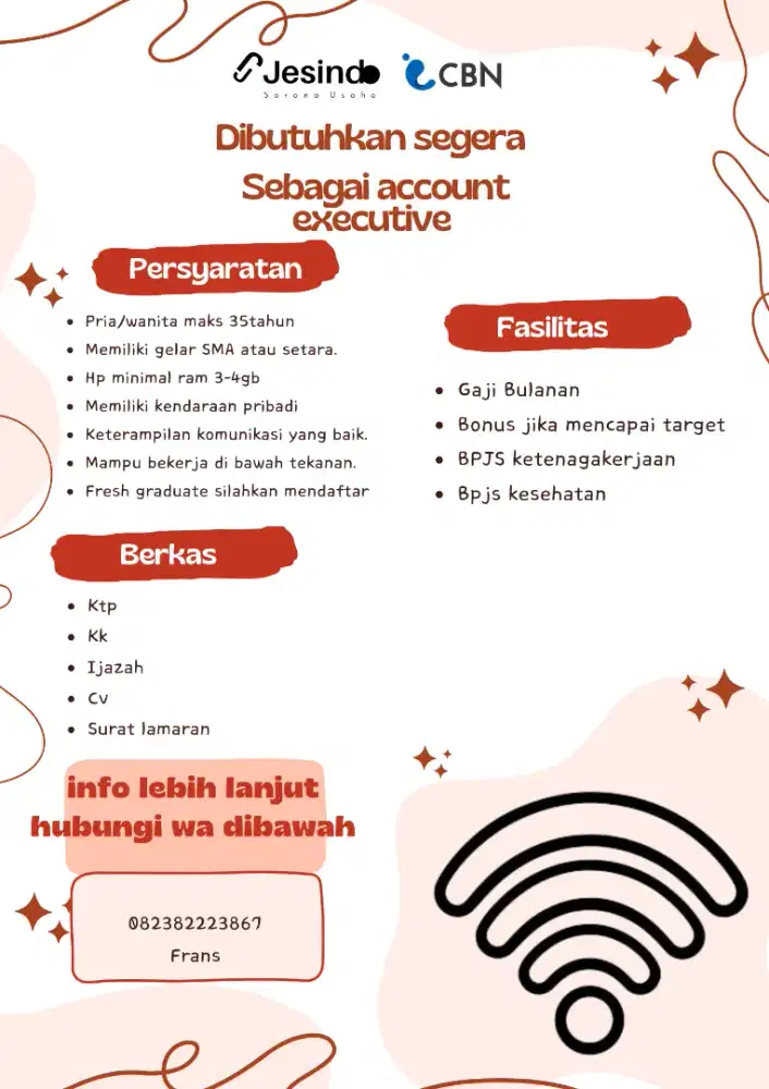 Sales wifi area Jawa tengah