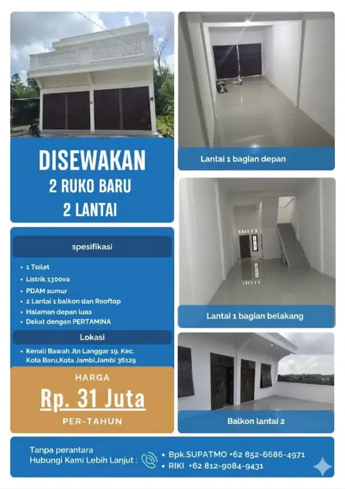 Di sewakan tahunan ruko baru