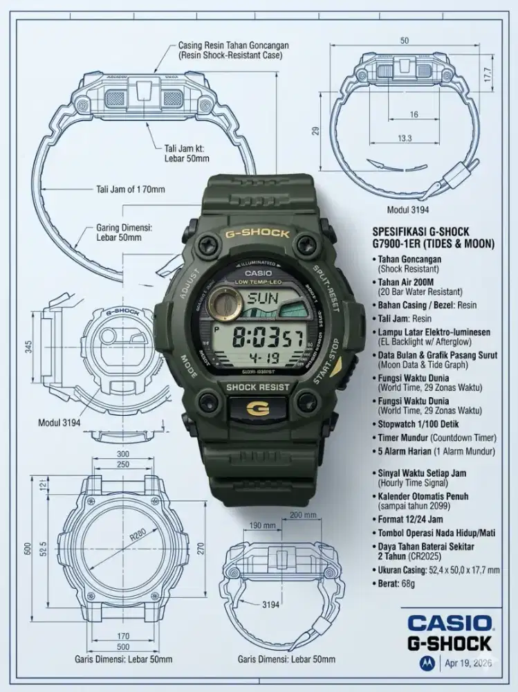 Casio Gshock G7900 army green