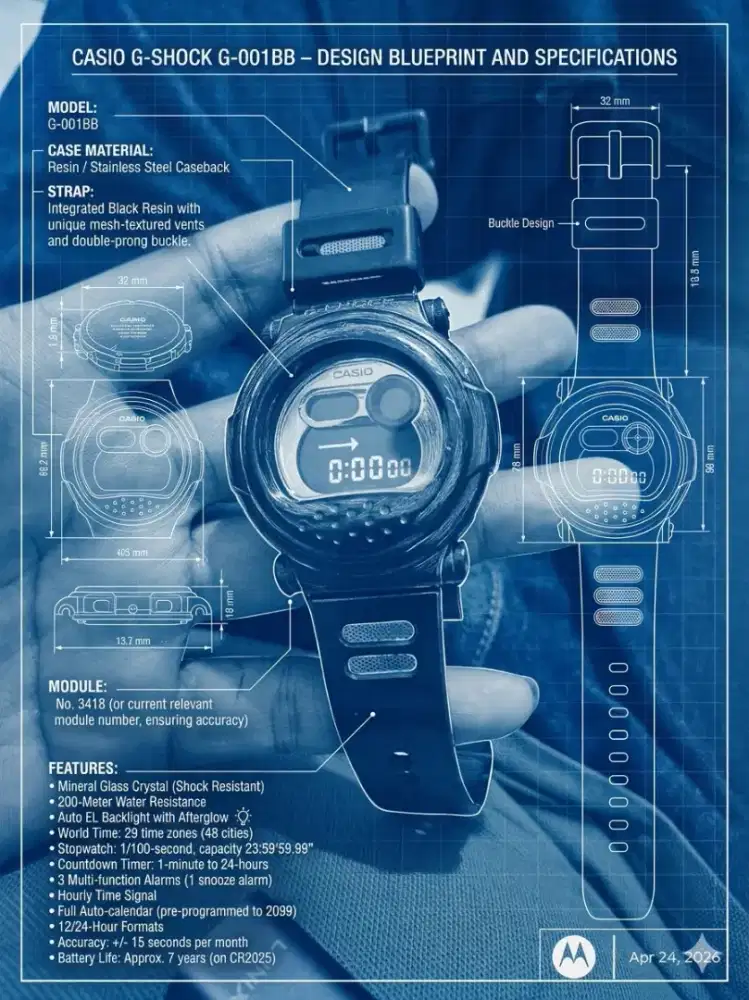 casio Gshock jason 1 G-001BB langka