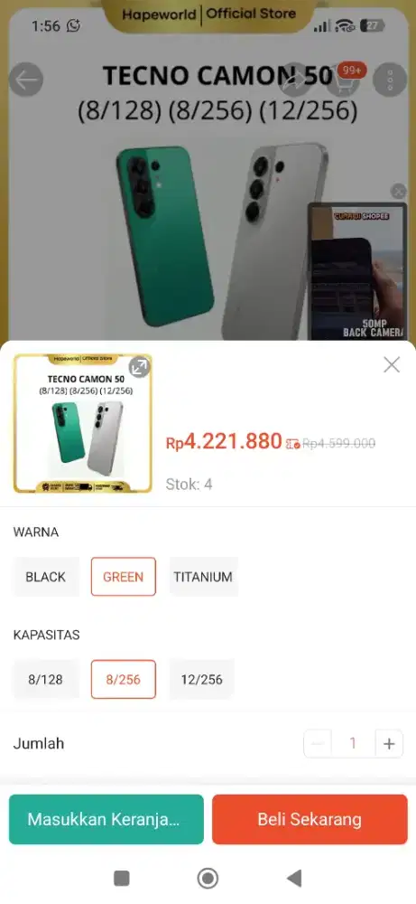 Tecno camon 50 8/256GB