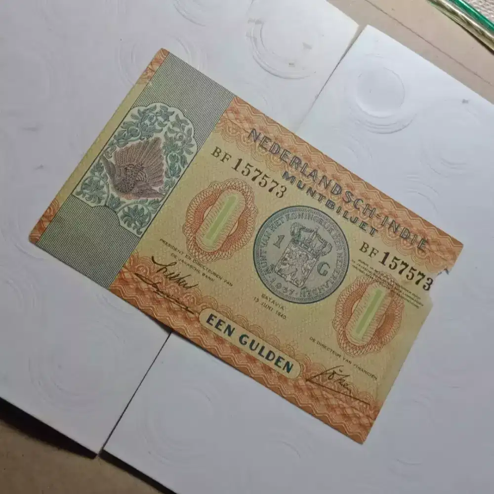 Langka 1 GULDEN MUNTBILJET ERA BELANDA KERTAS KAKU TP CUIL SDIKIT