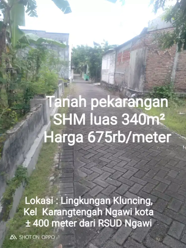 TANAH SIAP BANGUN PINGGIR PAVING, TERMURAH DI PUSAT KOTA NGAWI