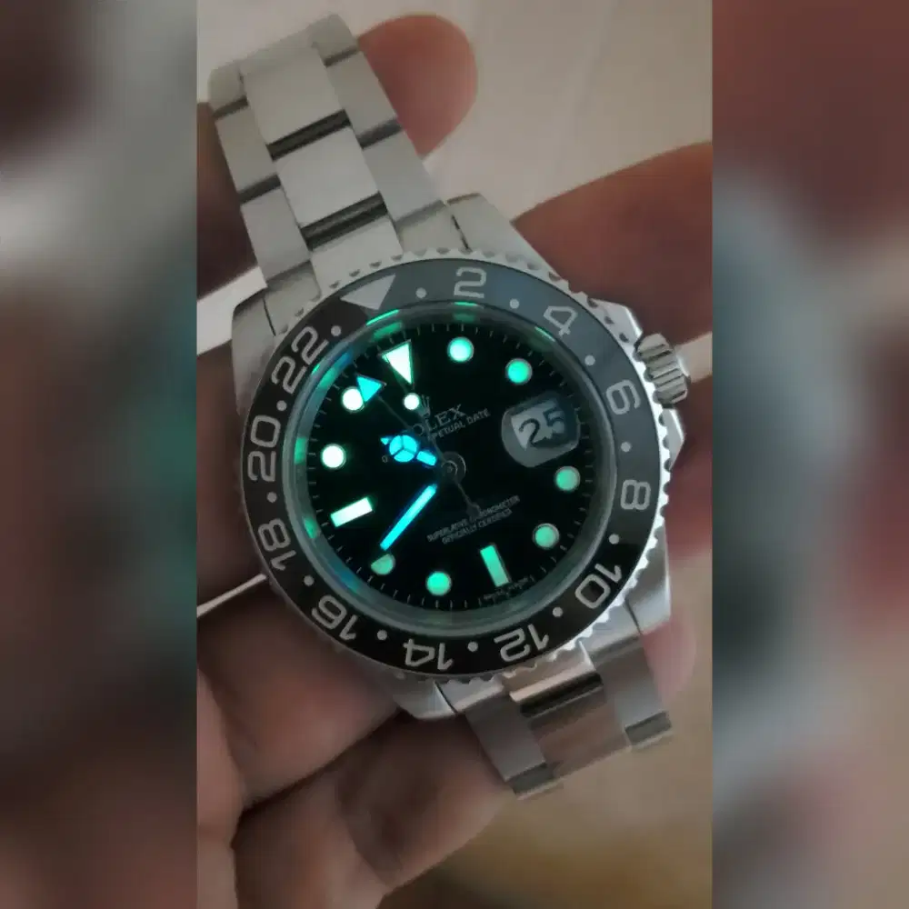 Jam rolex gmt master ii black panther jumping hour