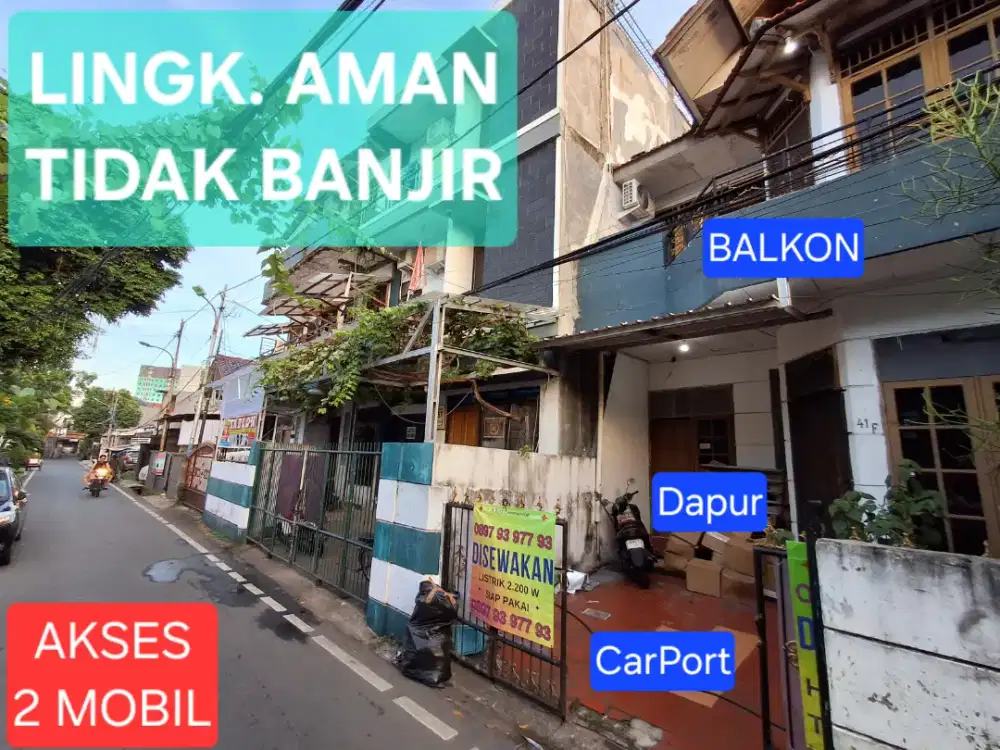 DISEWAKAN RUMAH 2 LANTAI + AC 1 Unit + Toren + Pompa Air, dll