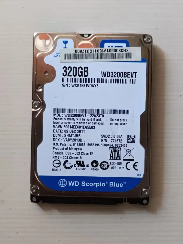 HDD 320GB WD Scorpio Blue SATA II 2.5 inch speed 3Gb/s 5400RPM