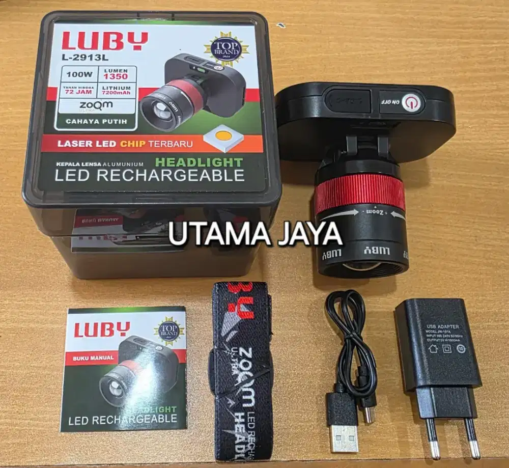SENTER KEPALA LUBY 100W BISA ZOOM BARANG BARU