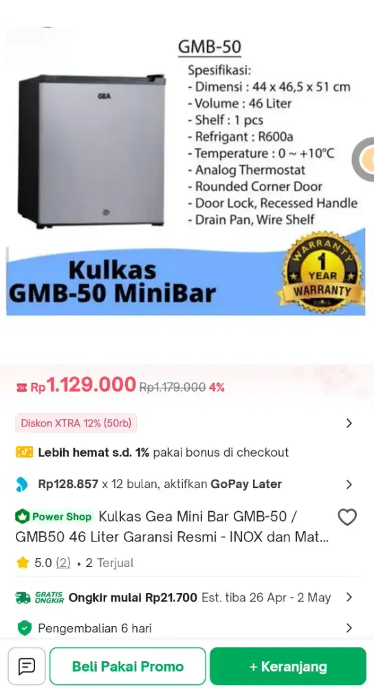 Di Jual Kulkas Mini Bar
