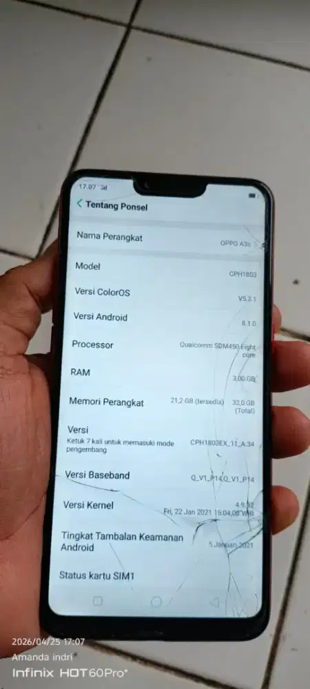 Opo. A3s.  3/32. Mnus retak normal smua