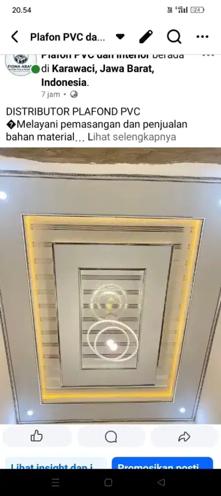 Plafon PVC dan interior terpasang
