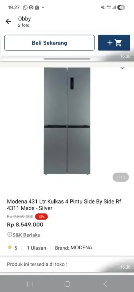 Promo kulkas 4 pintu modena