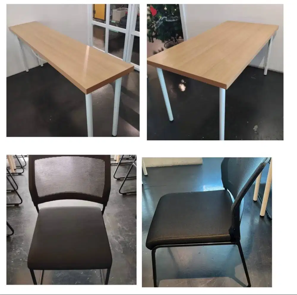 Pratinjau DiJual cepat, Kursi hitam chitose dan Meja kayu IKEA bisa un