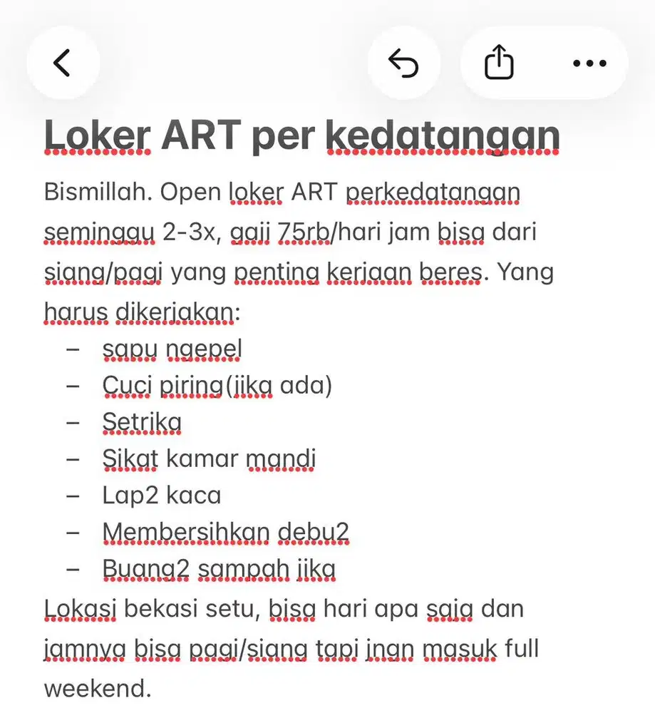 Loker ART Perkedatangan