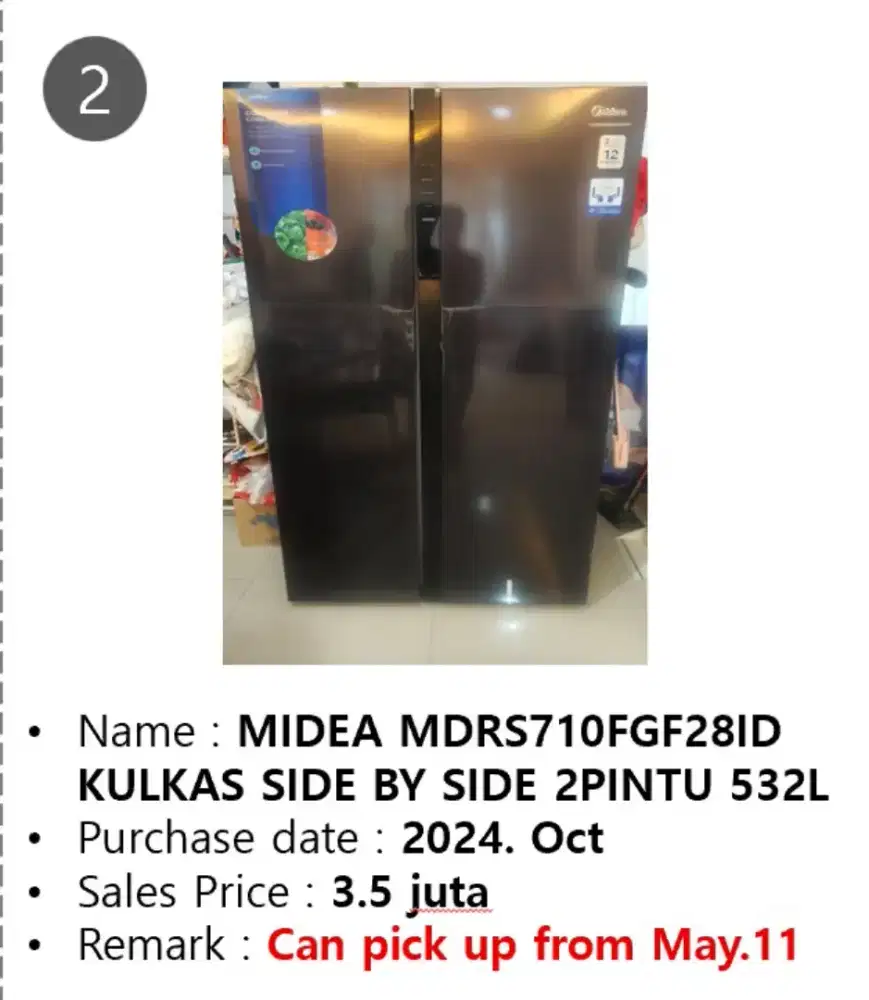 MIDEA Side by side 2 pintu 532L