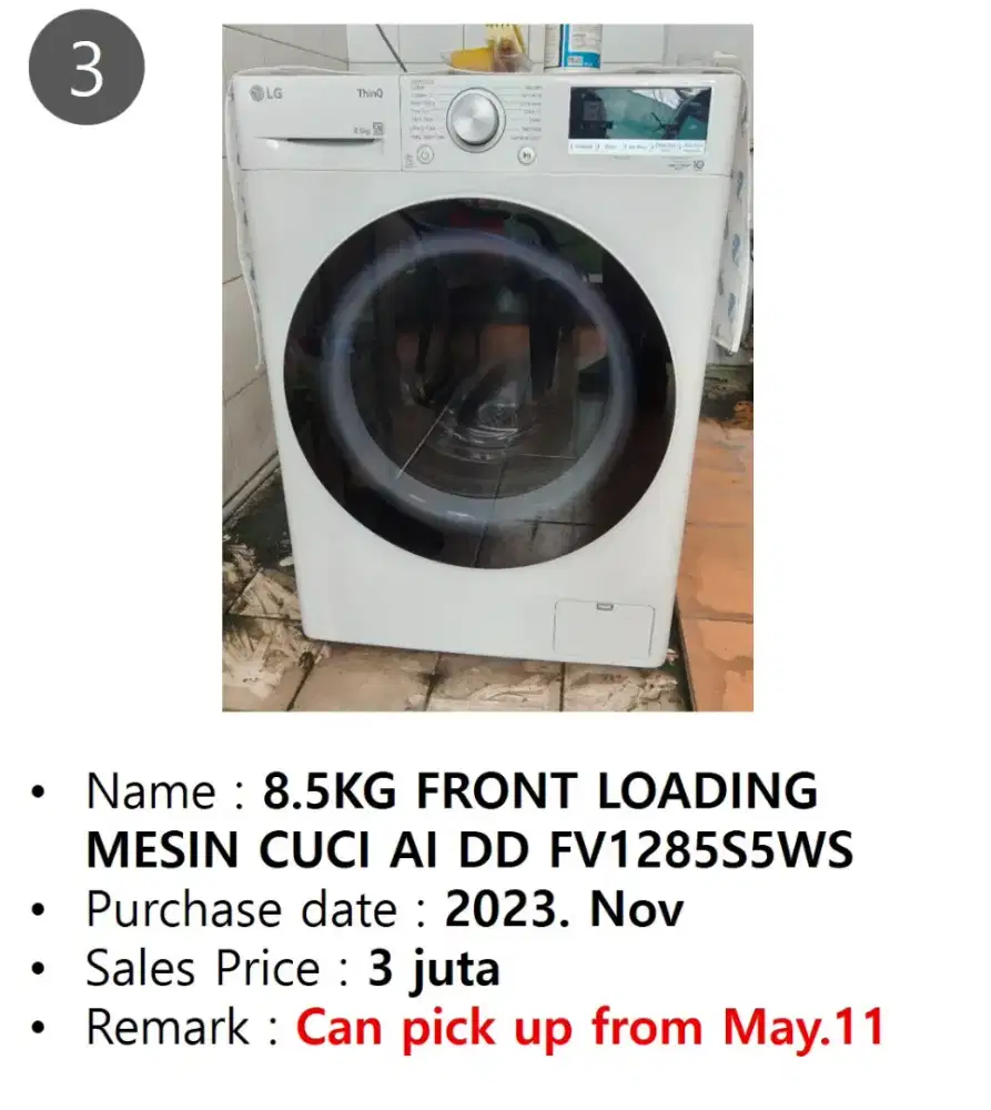 LG 8.5 front loading mesin cuci AI