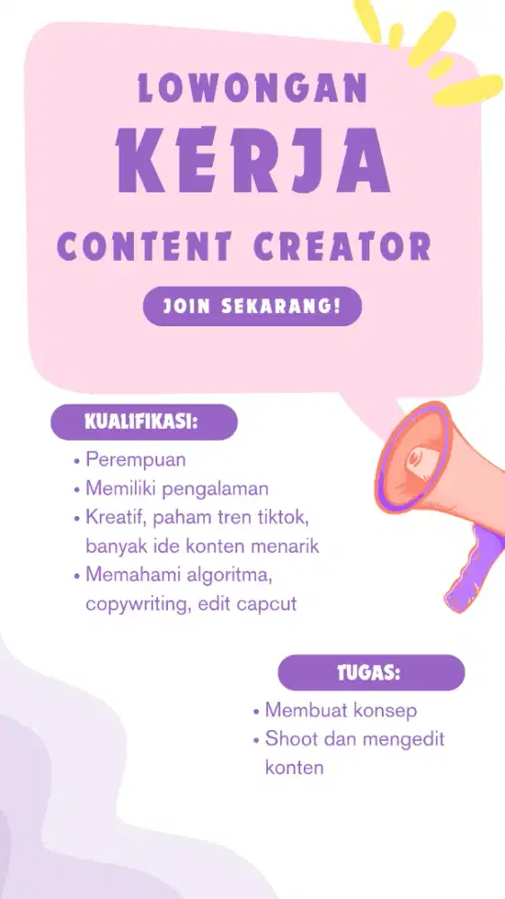 Dibutuhkan content creator