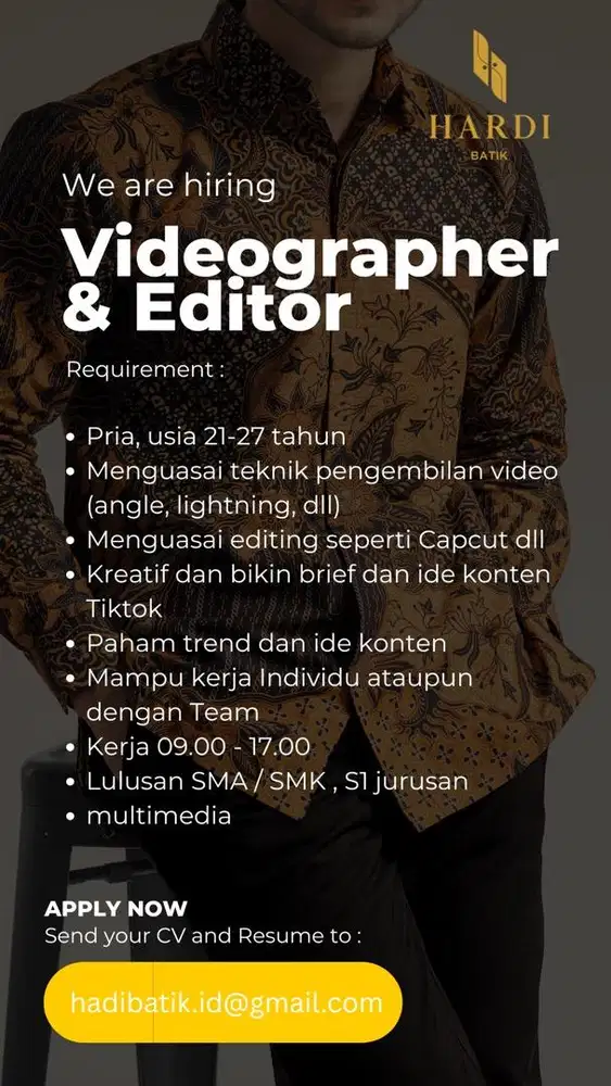 OPEN LOKER VIDEOGRAPHER DAN EDITOR