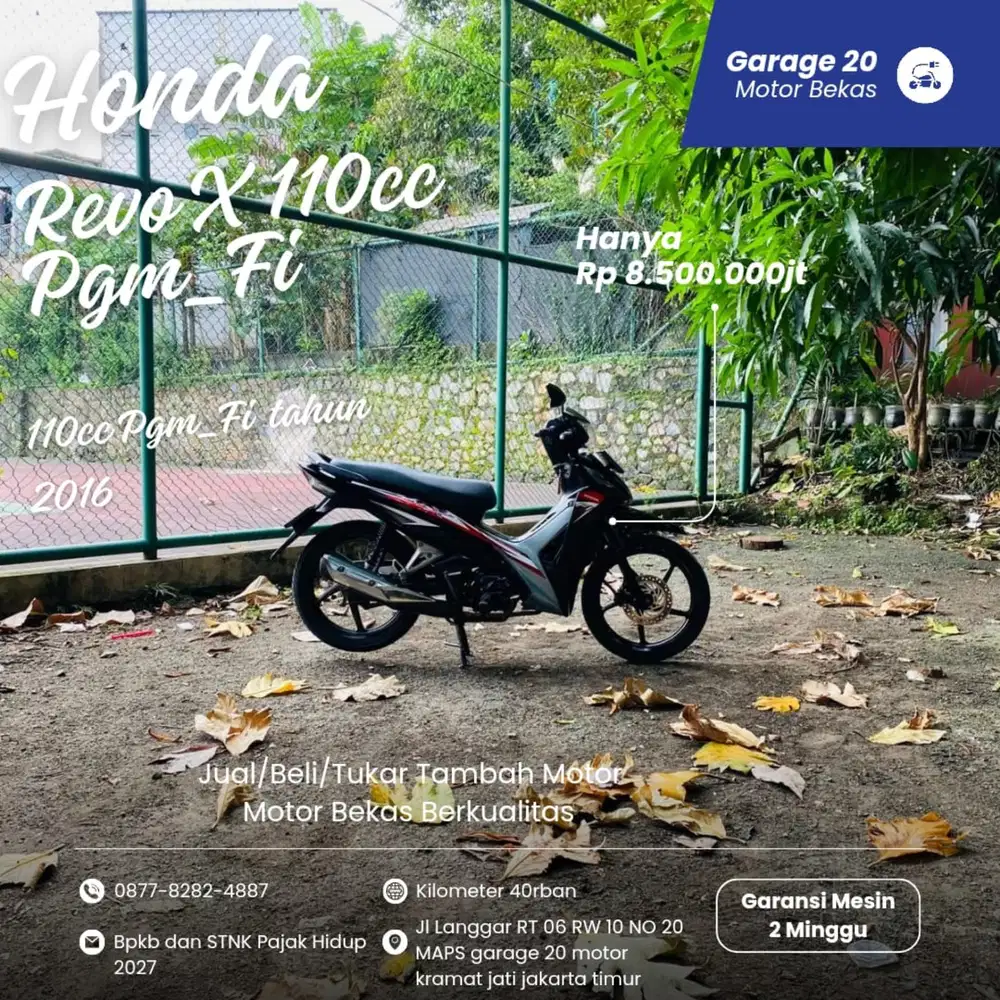 Honda Revo X 110cc Pgm_Fi Tahun 2016 Pajak Hidup