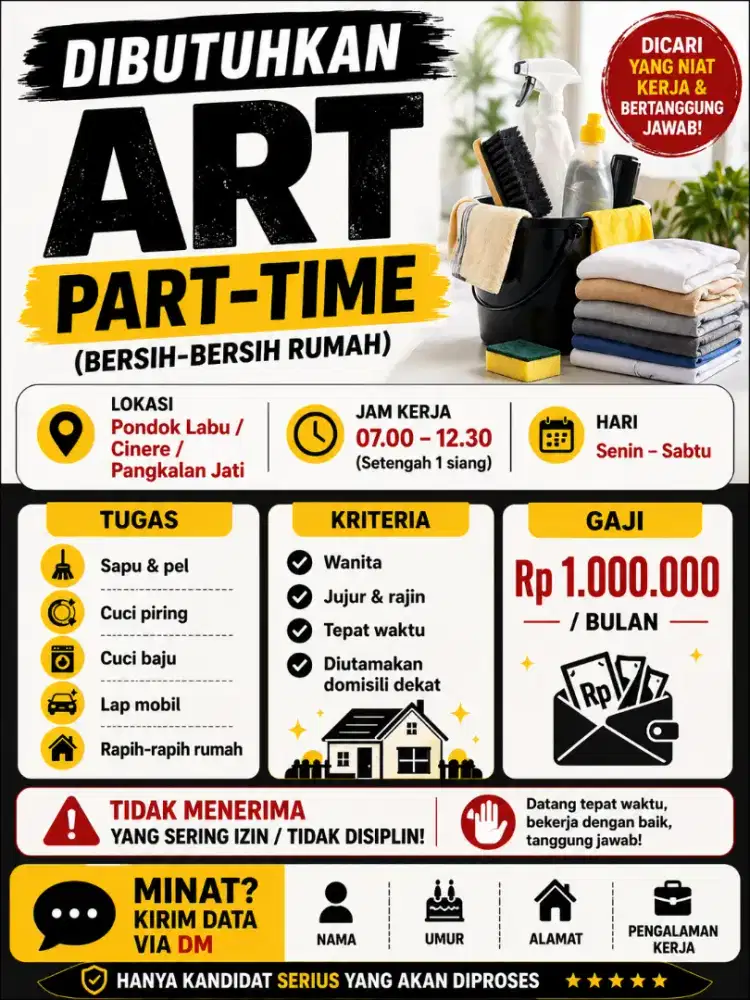 Dibutuhkan Asisten Rumah Tangga