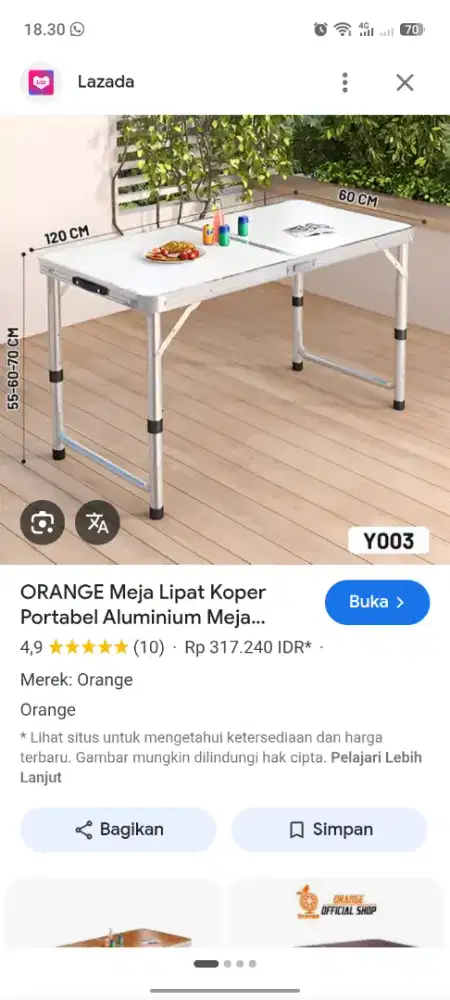 Meja lipat UK 120×60