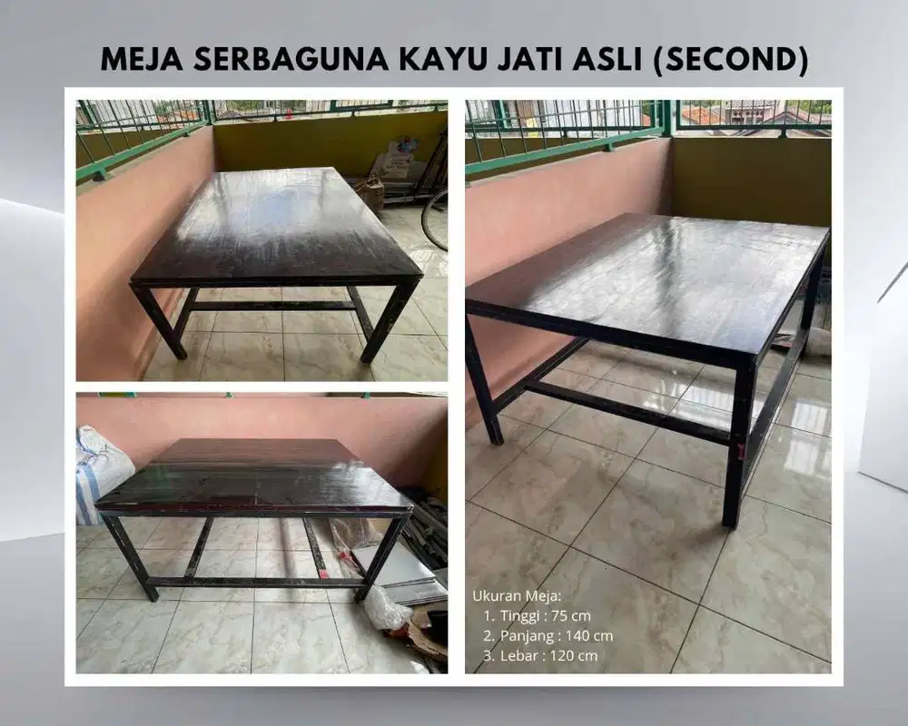 Meja Serbaguna Kayu Jati Asli – Second (Kondisi Bagus)
