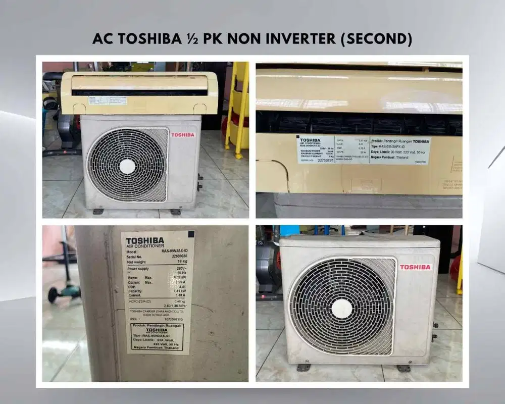 AC Toshiba 1/2 PK Non Inverter – Second (Kondisi Normal)