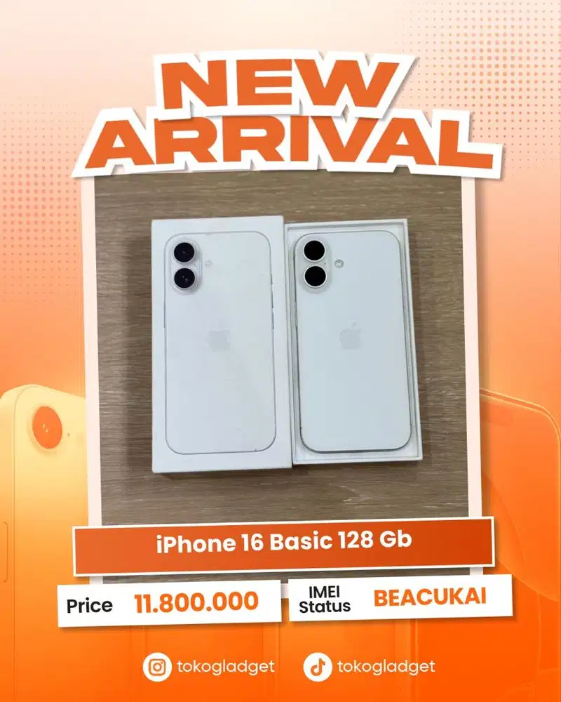 iPhone 16 Basic 128 Gb ex BEACUKAI RESMI
