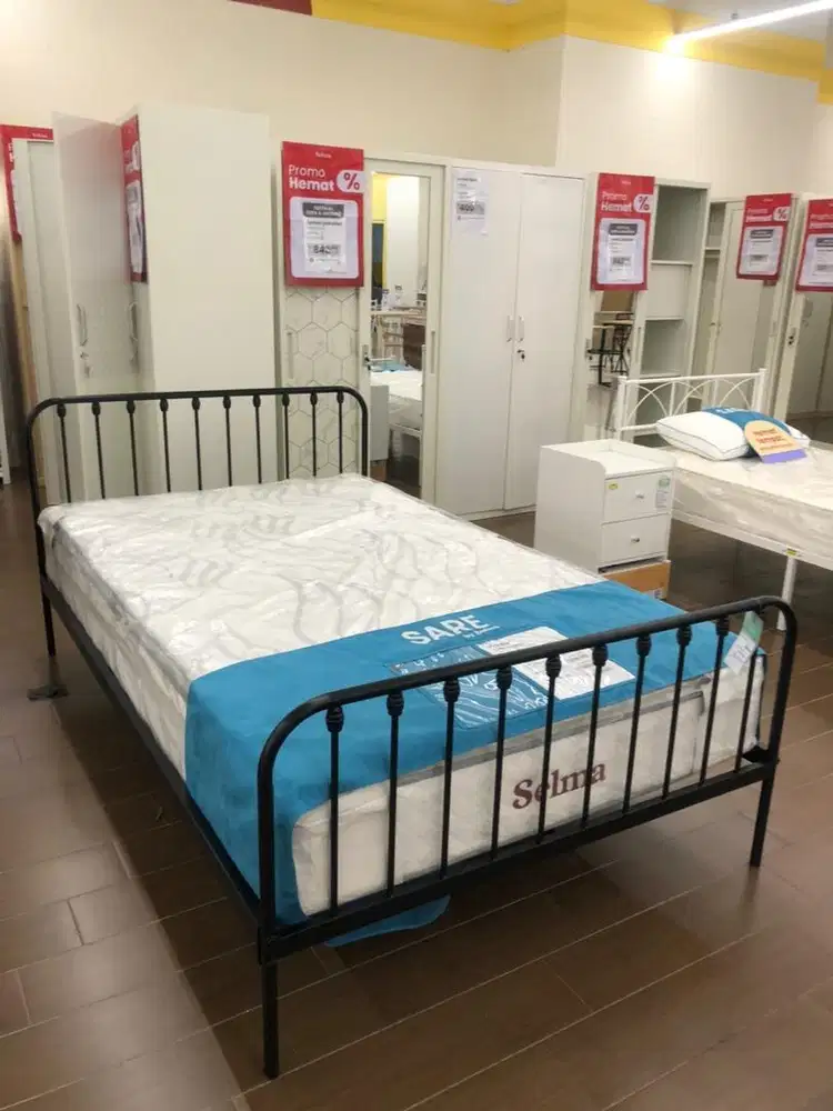 ranjang besi hitam uk 120x200cm