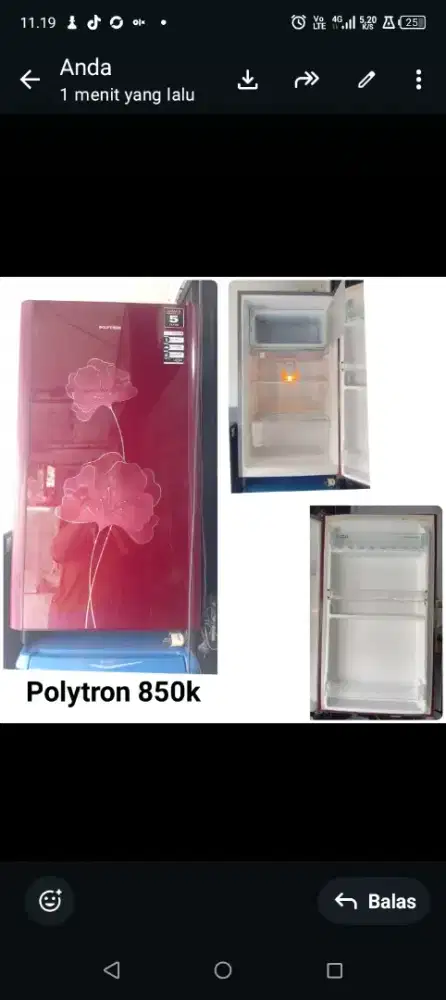 Kulkas Polytron dingin beku bergaransi