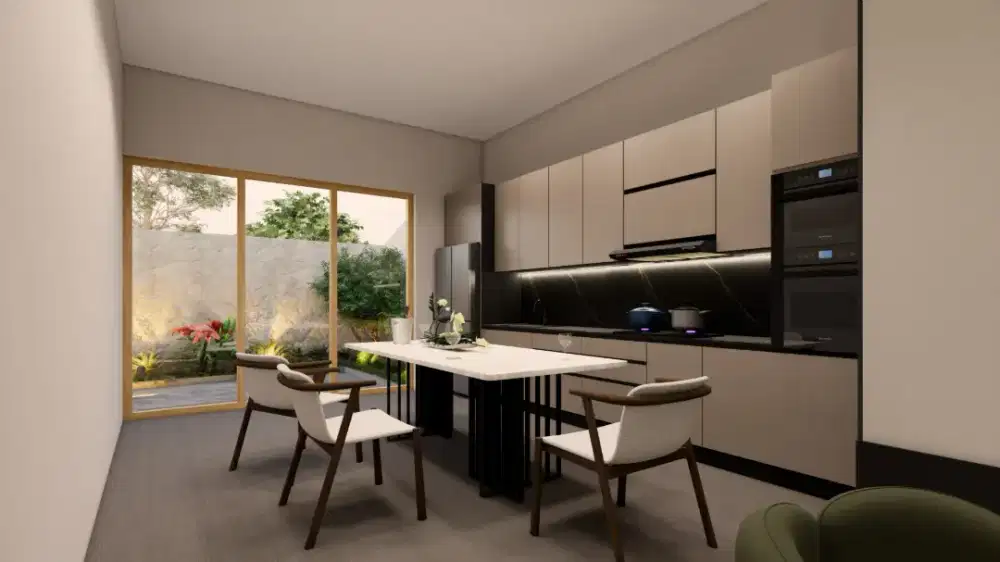 Interior desain furniture custom kitchen set backdrop wardrobe dll